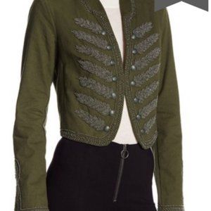 Free People Olive Green Embroidered Blazer